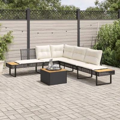 Zdjęcie produktu dla vidaXL 2-częściowa sofa ogrodowa z poduszkami z czarnego polirattanu