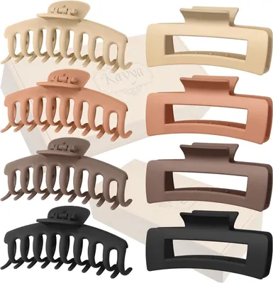 Image de lot de 8 grandes pinces à cheveux pour cheveux épais - Accessoires de coiffure antidérapants