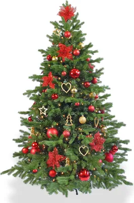 Produktbild von Geschmückter künstlicher weihnachtsbaum mit 106 Stk Kugeln WEIHNACHTSSTERNE 210 cm mit Metallständer