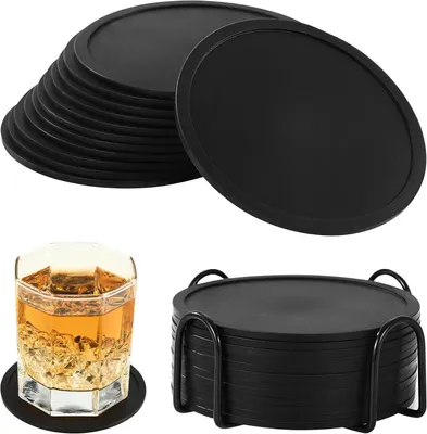 Image de Lot de 12 sous-verres en silicone - Sous-verres pour verres - Sous-verres pour boissons - Sous-verres antidérapants