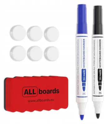 Produktbild von ALLboards Whiteboard-Set: Magnet-Schwamm, 6 Magnete, 2 Marker