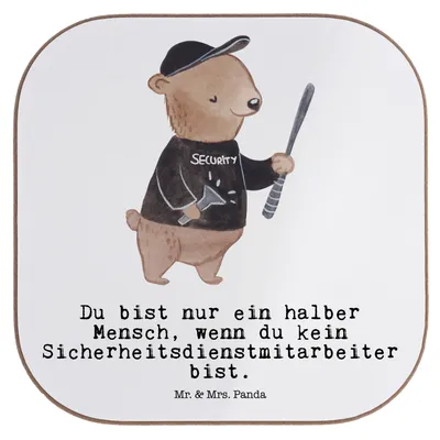 Produktbild von Mr. & Mrs. Panda Untersetzer für Gläser Sicherheitsdienstmitarbeiter Herz - Weiß - Geschenk, Coaster, Tischuntersetzer, Glas, gläseruntersetzer