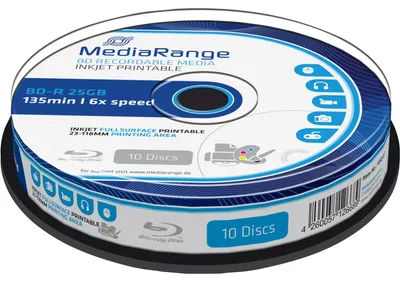 Obrázok produktu pre MediaRange BD-R 25GB, 6x, 10 ks (tlačiteľné) v špindeli