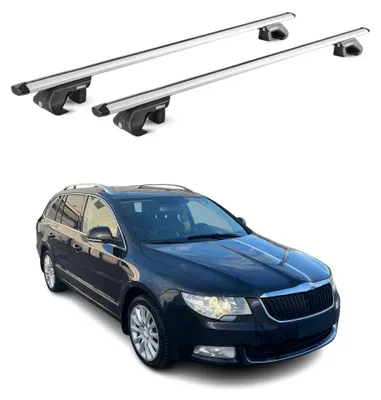 Obrázok produktu pre Strešný nosič Základný nosič pre Skoda Superb Kombi 2008-2023 90 kg hliník strieborný 2 diely ABE, Obrázok generovaný UI