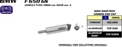 Immagine prodotto di Marmitta slip-on ARROW maxi race-tech alluminio e fondello per BMW F 800 gs adventure