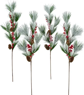 Zdjęcie produktu dla Gałązka sosny z kłączem 70 cm, zestaw 4 sztuk