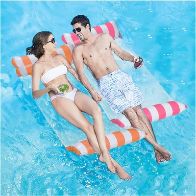 Immagine prodotto di Amaca galleggiante, materasso 4-in-1, amaca da spiaggia con pompa ad aria per il divertimento in piscina