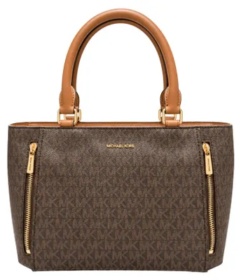 Imagen del producto de Michael Kors, bolso de mano pequeño Nabela, color marrón, con cierre de cremallera