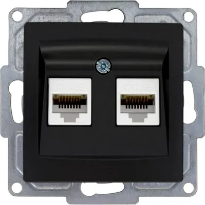 Produktbild von Gunsan Visage Datenbuchse 2-fach CAT5e Internet Netzwerk Unterputz Schwarz