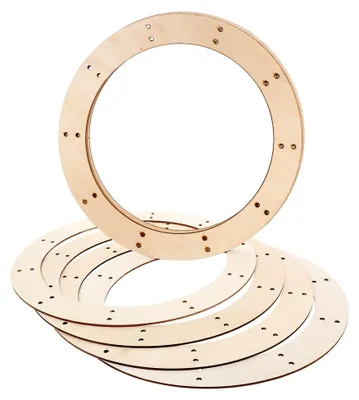 Produktbild von 6 Stück Runde Holzkranzrahmen für Bastelarbeiten im rustikalen Stil in Beige für Innenraumdekoration und Weihnachtskränze