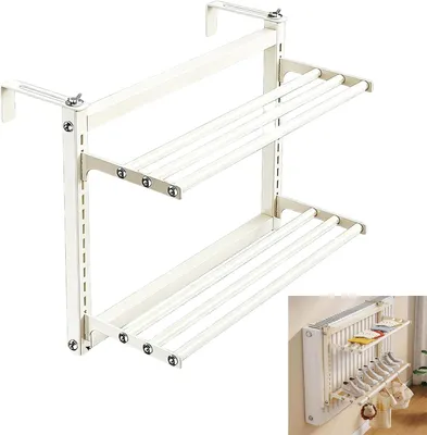 Imagen del producto de Soporte ajustable para radiadores, de 60 cm, con 3 barras, ideal para toallas
