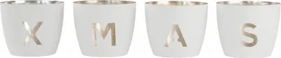 Obrázek produktu pro Dárková společnost Lucerna Madras Festive XMAS M, sada 4 kusů, držák na čajovou svíčku, svícen, železo, bílá / zlatá, v 8,5 cm, 77930