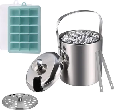 Produktbild von Eiseimer mit Deckel und Zange - 3 Liter - Edelstahl