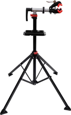 Produktbild von Fahrrad Montageständer - Reparaturständer - Höhenverstellbar 109–180 cm - Werkzeugablage - Tragkraft 30 kg - Schwarz