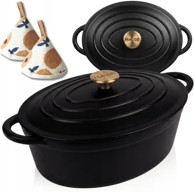 Productafbeelding van Geëmailde gietijzeren braadpan, 6 liter, HAGE, matzwart