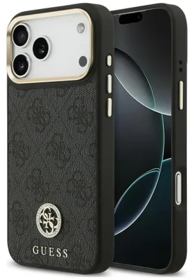 Productafbeelding van Guess 4G, strass-logo, MagSafe, zwarte hoes voor Apple iPhone 18 Pro Max / 17 Pro Max