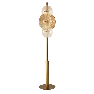 Immagine prodotto di Lampada da terra in vetro metallo G9 151 cm in ottone ambra lampada da terra moderna rotonda
