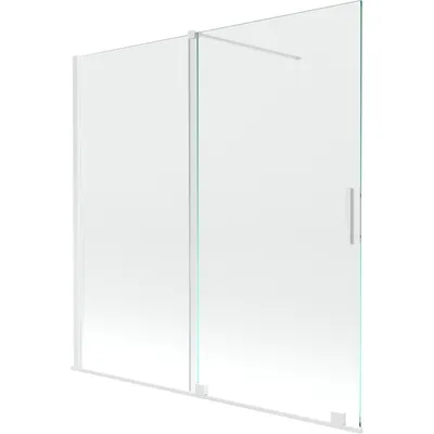 Obrázok produktu pre Mexen Velar vaňová zástena dvojkrídlová Posuvný 160 x 150 cm, Priehľadné, Biela - 896-160-000-01-20