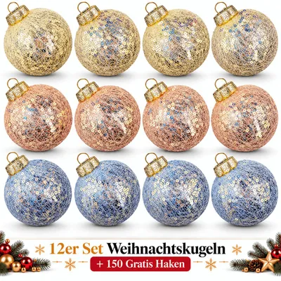 Zdjęcie produktu dla Bombki świąteczne zestaw 12 plastikowych bombek choinkowych Bombki do dekoracji choinki K692