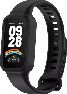 Produktbild von Strap-it Silikonarmband mit Druckknopfverschluss – Passend für Xiaomi Smart Band 9 Active (Schwarz)