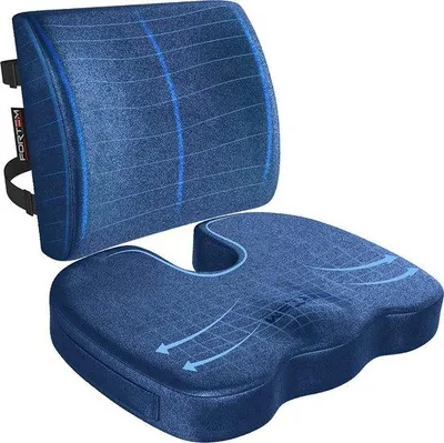 Produktbild von Unyqoos® Sitzkissen aus 100% Memory‑Schaum – ergonomisches U‑Donut‑Sitzkissen mit abnehmbarem, waschbarem Bezug, Rückenstütze für Büro, Auto & Rollstuhl, verstellbare Bänder