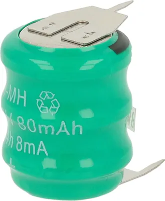 Produktbild von vhbw NiMH Ersatz Knopfzellen-Akku Typ V80H 3-Pins 80mAh 3,6V kompatibel mit Modellbau-Akkus, Solar-Leuchten uvm.