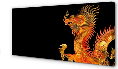 Produktbild von Leinwandbild 100x50 Wandkunst Japanische goldene Drachen