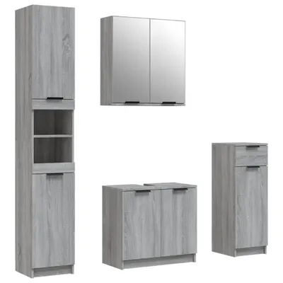 Produktbild von 4-tlg. Badmöbel-Set Grau Sonoma Holzwerkstoff