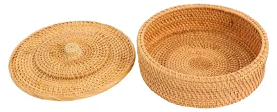 Obrázok produktu pre Úložný kôš, ručne tkaný dizajn, všestranné použitie, farba: prírodná (rýchľovníková)