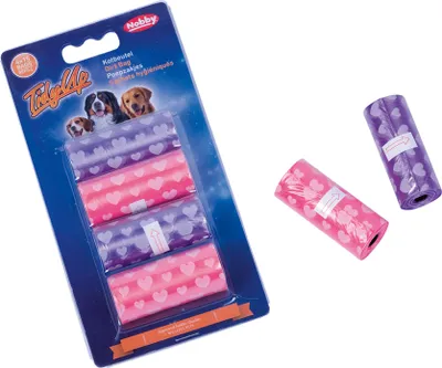 Image de Nobby TidyUp Sacs à crottes imprimés avec des cœurs 2 couleurs 4 rouleaux de 15 sacs