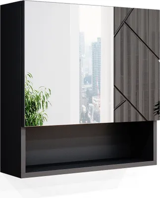 Produktbild von Vicco Badspiegelschrank Irma, 54 x 55 cm, Anthrazit Hochglanz