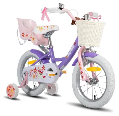 Immagine prodotto di Bicicletta per bambini con portabambino e cestino - 14 pollici - Rosa