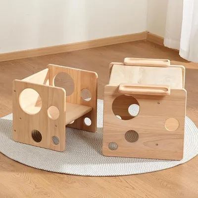 Imagen del producto de Mesa Montessori para bebés y niños pequeños (1-3 años), con sillas, altura ajustable. Mesa y sillas para niños, ideales para leer, comer o jugar, fáciles de montar