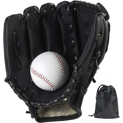 Produktbild von Baseball Handschuh Rechte Hand Schwarz 11.5 Zoll mit Ball