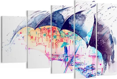 Produktbild von Bild auf Leinwand - Leinwandbild - Regenschirm Regen Regentropfen nass - 150x100cm - Wand Bild - Wanddeko - Leinwanddruck - Bilder - Kunstdruck - Leinwand bilder - Wandkunst - EG150x100-3063