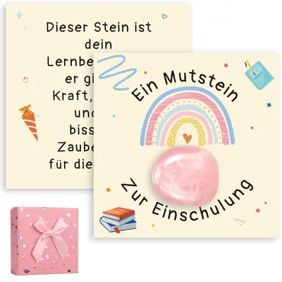 Mutstein zur Einschulung für Mädchen – Glücksbringer mit Karte