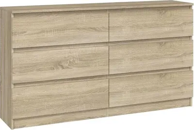 Obrázok produktu pre Moderná komoda MALWA M6 138x40x75 cm – priestranné zásuvky bez úchytiek | Farba: dub Sonoma