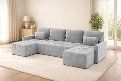 Zdjęcie produktu dla Duży narożnik DOMINO U z funkcją spania i pojemnikiem na pościel sofa do salonu