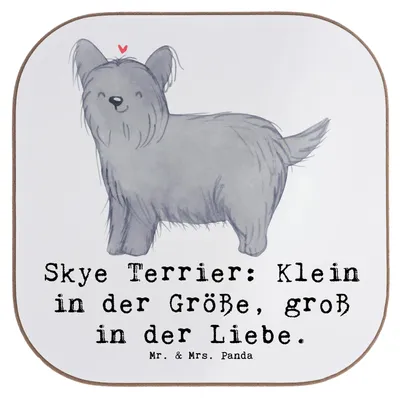 Produktbild von Mr. & Mrs. Panda Untersetzer Tasse Skye Terrier Liebe - Weiß - Geschenk, Tischschoner, Tassen, Abenteuerlust, Hunderassen, groß in der, weiches Fell, Beschreibung, Glas