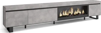 Produktbild von TV-Schrank, Lowboard, 288x35x57 cm, Für großformatiges TV, Elektrokamin XXL, Zementgrau
