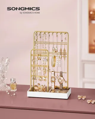 Produktbild von Schmuckständer - Schmuckhalter/Display - Metall - Für Ketten, Armbänder, Ohrringe, Ringe - Größe S - Weiß