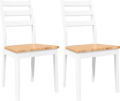 Produktbild von vidaXL Esszimmerstühle 2 Stk. Weiß Massivholz Gummibaum