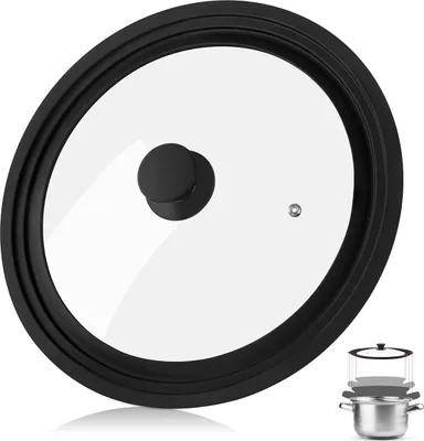 Produktbild von Universaldeckel, Pfannendeckel 28*30*32 cm mit Abgestuften Silikonrandmit und Dampfloch,für Töpfe und Pfannen mit Durchmesser für Pfannen,Schwarz