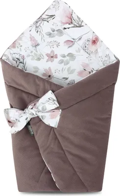 Produktbild von Bellochi 2in1 Baby Einschlagdecke Babyhörnchen - Baumwolle und Polyester Wickeldecke - 75 x 75 cm - für Kinderwagen, Babybett oder Kindersitz - Ganzjährig - - choco fantasy