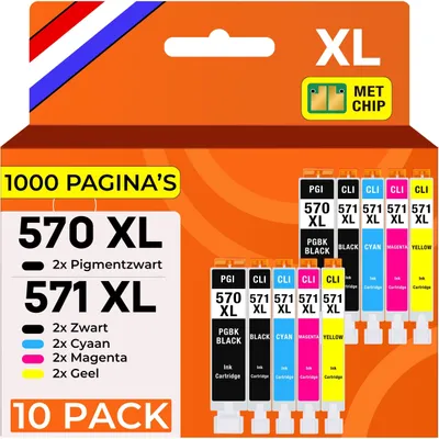 Obrázek produktu pro 10 kompatibilních inkoustových kazet pro Canon PGI-570 CLI-571