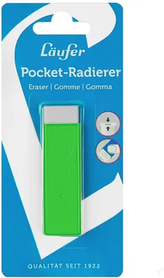 Imagen del producto de Goma de borrar de plástico Läufer, modelo 69263, tipo "Pocket", color verde