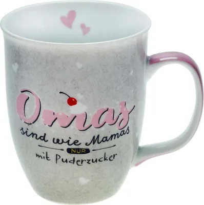 Produktbild von H:)PPY life 46125 Teetasse mit Spruch Oma, Geschenk Oma, Porzellan, 40 cl