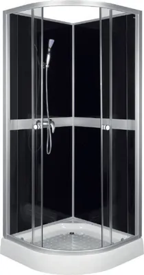 Zdjęcie produktu dla Kabina Prysznicowa Półokrągła KERRA Classic 80x80 Czarna z Baterią i Brodzikiem - Nowoczesny Design, Wytrzymałe Materiały, Kompaktowy Rozmiar