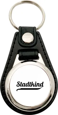 Produktbild von Huuraa Schlüsselanhänger Stadtkind Schriftzug Metall mit Kunstleder Schlüsselring Einkaufswagenchip Geschenkidee