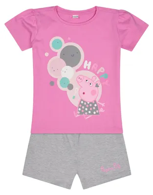 Produktbild von Peppa Wutz Pig Schlafanzug Pyjama Shorty Shirt + Hose, Größe:110-116
